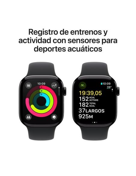 Apple Watch Series 10 GPS 42mm Caja Aluminio Negro Azabache con Correa Deportiva Negra S/M
