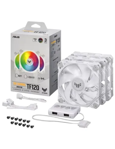 Asus TUF Gaming TF120 ARGB White Edition Kit de 3 Ventiladores con Control de Aire 120mm Blanco