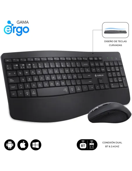 Subblim COMBO DUAL OFFICE PROWAVE BLACK Kit de Teclado y Ratón Inalámbricos Negros