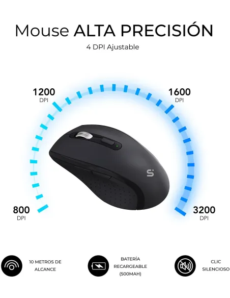 Subblim COMBO DUAL OFFICE PROWAVE BLACK Kit de Teclado y Ratón Inalámbricos Negros