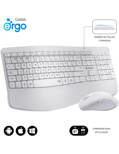 Subblim COMBO DUAL OFFICE PROWAVE WHITE Kit de Teclado y Ratón Inalámbricos Blancos