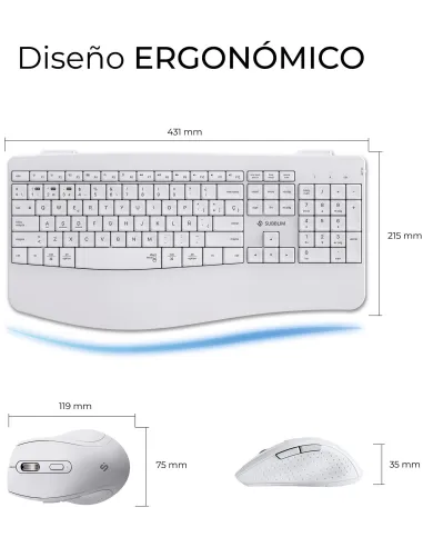 Subblim COMBO DUAL OFFICE PROWAVE WHITE Kit de Teclado y Ratón Inalámbricos Blancos