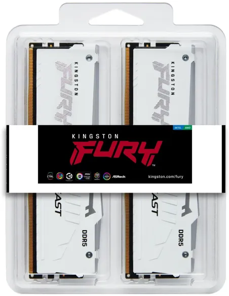 Kingston Fury Beast KF560C30BWEAK2-64 RGB DDR5 6000MHz 64GB (2x32GB) CL30 Blanca ECC
