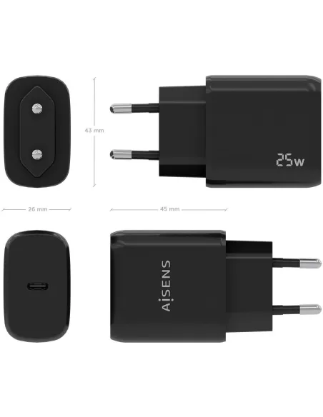 Aisens A110-0757 Cargador 25W Negro