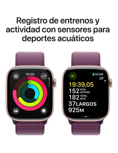 Apple Watch Series 10 MWY83QL/A GPS 46mm Caja Aluminio Oro Rosa con Correa Loop Deportiva Púrpura