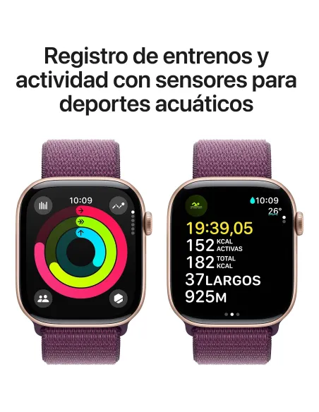 Apple Watch Series 10 MWY83QL/A GPS 46mm Caja Aluminio Oro Rosa con Correa Loop Deportiva Púrpura
