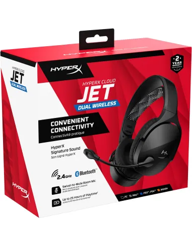 HP HyperX Cloud Jet AJ0T1AA Auriculares Gaming Inalámbricos Bluetooth 5.3 Negros