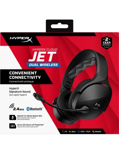 HP HyperX Cloud Jet AJ0T1AA Auriculares Gaming Inalámbricos Bluetooth 5.3 Negros