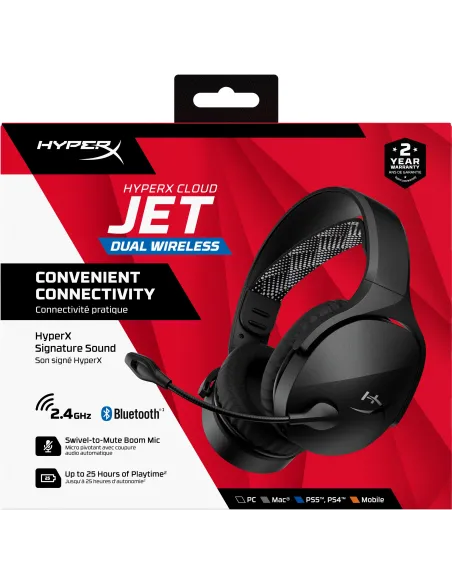 HP HyperX Cloud Jet AJ0T1AA Auriculares Gaming Inalámbricos Bluetooth 5.3 Negros