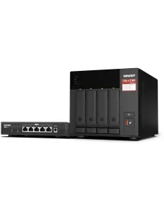 Qnap TS-473A + QSW-1105-5T Bundle Pack AMD Embedded V1500b/8GB NAS 4 Bahías con Switch de 5 Puertos-1375512