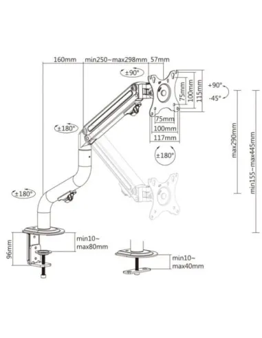 Ewent EW1533 Soporte de Escritorio para Monitores de 17" a 32" Negro