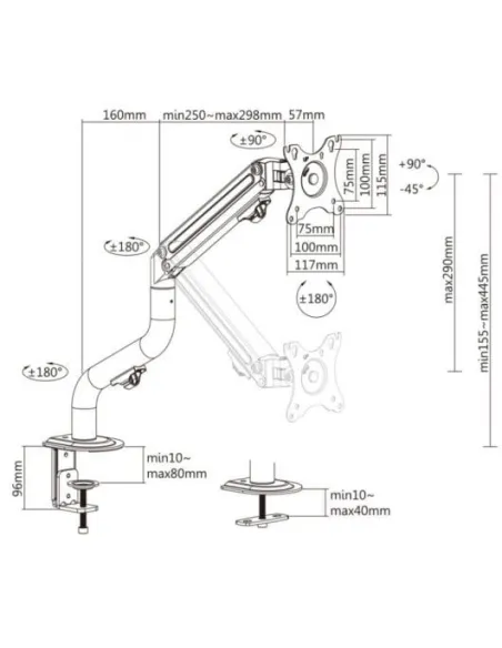 Ewent EW1533 Soporte de Escritorio para Monitores de 17" a 32" Negro