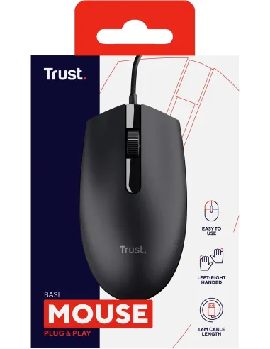 Trust Basi Ratón Óptico 1200DPI Negro