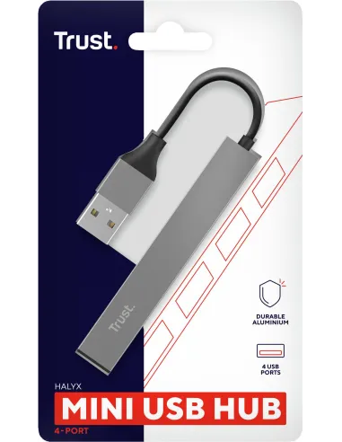 Trust Halyx  HUB USB-A 2.0 4 Puertos Gris