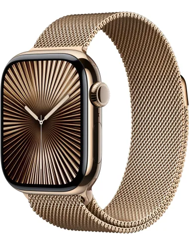 Apple Watch Series 10 MX083QL/A GPS Cellular 42mm Caja Titanio Oro con Correa Milanese Loop Oro