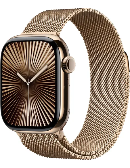 Apple Watch Series 10 MX083QL/A GPS Cellular 42mm Caja Titanio Oro con Correa Milanese Loop Oro