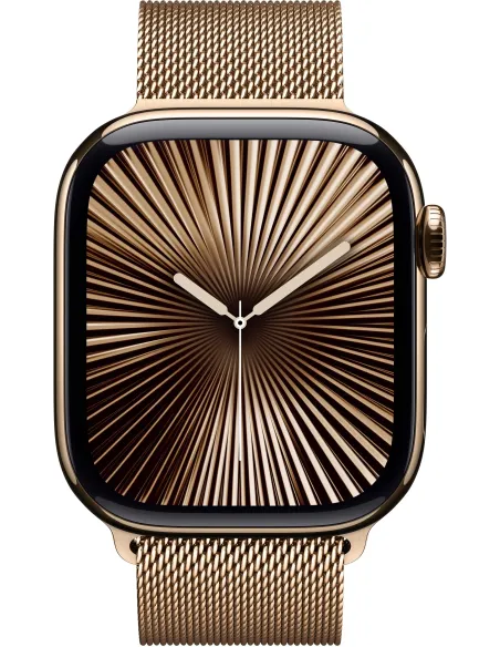 Apple Watch Series 10 MX083QL/A GPS Cellular 42mm Caja Titanio Oro con Correa Milanese Loop Oro