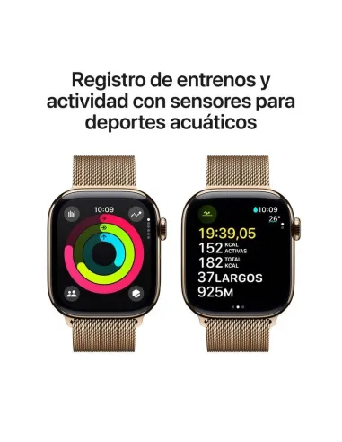 Apple Watch Series 10 MX083QL/A GPS Cellular 42mm Caja Titanio Oro con Correa Milanese Loop Oro
