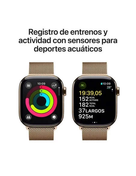 Apple Watch Series 10 MX083QL/A GPS Cellular 42mm Caja Titanio Oro con Correa Milanese Loop Oro