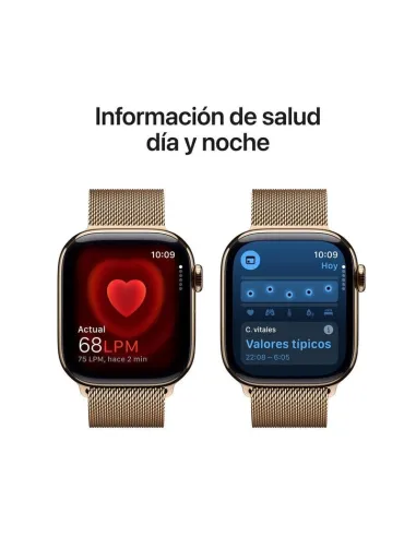 Apple Watch Series 10 MX083QL/A GPS Cellular 42mm Caja Titanio Oro con Correa Milanese Loop Oro