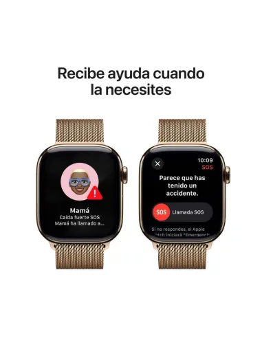 Apple Watch Series 10 MX083QL/A GPS Cellular 42mm Caja Titanio Oro con Correa Milanese Loop Oro