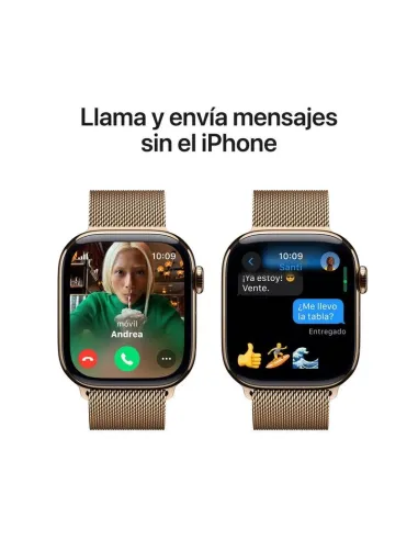 Apple Watch Series 10 MX083QL/A GPS Cellular 42mm Caja Titanio Oro con Correa Milanese Loop Oro