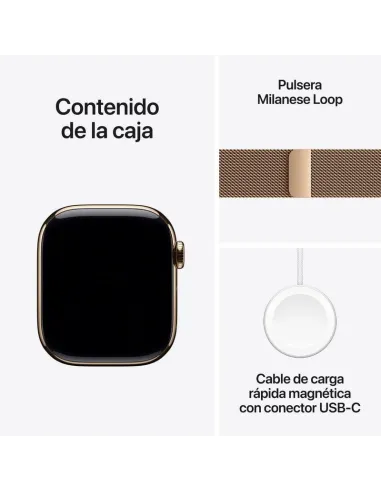 Apple Watch Series 10 MX083QL/A GPS Cellular 42mm Caja Titanio Oro con Correa Milanese Loop Oro