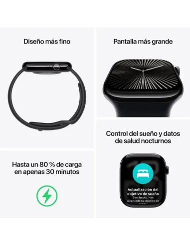 Apple Watch Series 10 MWWE3QL/A GPS 42mm Caja Aluminio Negro Azabache con Correa Deportiva Negra S/M