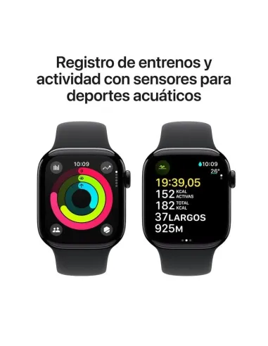 Apple Watch Series 10 MWWE3QL/A GPS 42mm Caja Aluminio Negro Azabache con Correa Deportiva Negra S/M