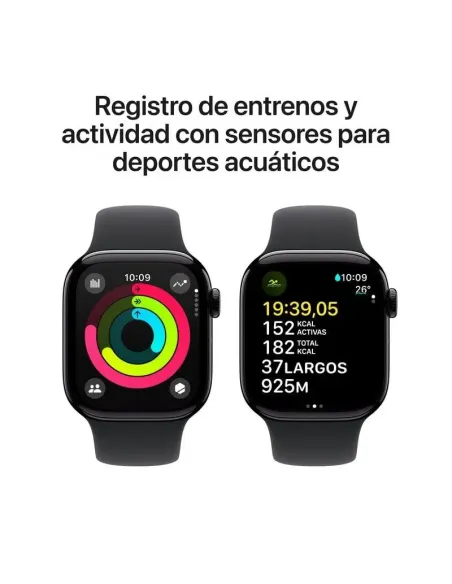Apple Watch Series 10 MWWE3QL/A GPS 42mm Caja Aluminio Negro Azabache con Correa Deportiva Negra S/M