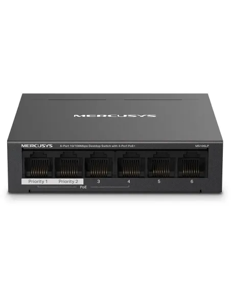 Mercusys MS106LP Switch Gestionado 10/100 4 Puertos PoE + 2 Puertos Gigabit