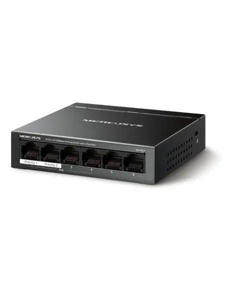 Mercusys MS106LP Switch Gestionado 10/100 4 Puertos PoE + 2 Puertos Gigabit