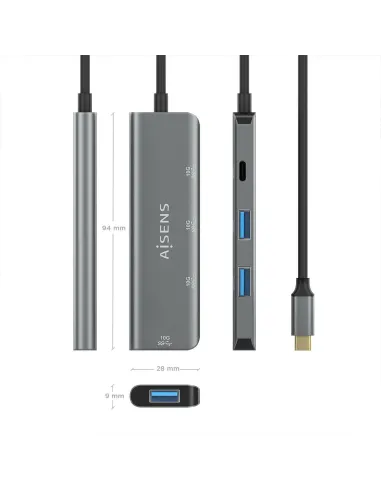 Aisens A109-0764 HUB USB-C a USB-A/USB-C Gris