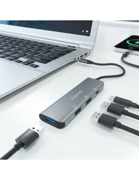Aisens A109-0764 HUB USB-C a USB-A/USB-C Gris