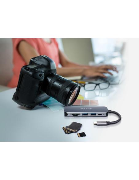 D-Link DUB-2325 Hub USB-C a USB-A 3.0/USB-C/microSD/SD 6 Puertos Gris