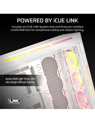 Corsair iCUE LINK 5000T LX RGB Midi Tower Cristal Templado USB 3.2 Blanco