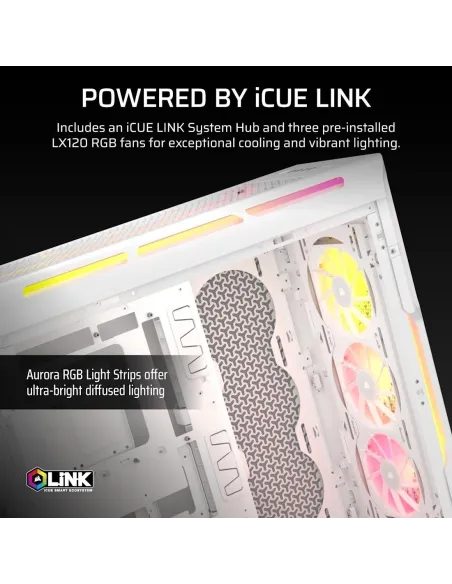 Corsair iCUE LINK 5000T LX RGB Midi Tower Cristal Templado USB 3.2 Blanco