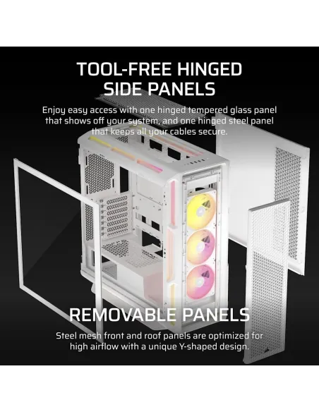 Corsair iCUE LINK 5000T LX RGB Midi Tower Cristal Templado USB 3.2 Blanco