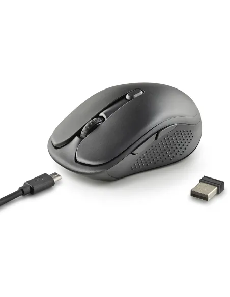 NGS Evo Rust Black Ratón Inalámbrico Recargable Teclas Silenciosas 1600DPI