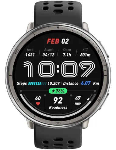 Amazfit Active 2 R W2437GL7N Smartwatch 1,32" 2,000nits Mapas Offline Plata Correa Negra
