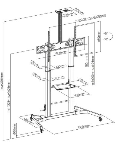 Aisens FT100TE-171 Soporte de Suelo para Monitor/TV de 60-100" Máx. 100KG Negro