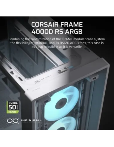 Corsair FRAME 4000D RS Cristal Templado USB 3.2 Blanca