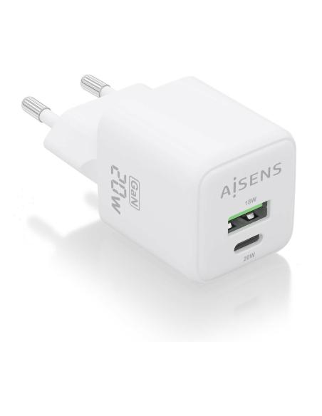 Aisens ASCH-20W2P010-W Cargador USB-A/USB-C 20W Blanco