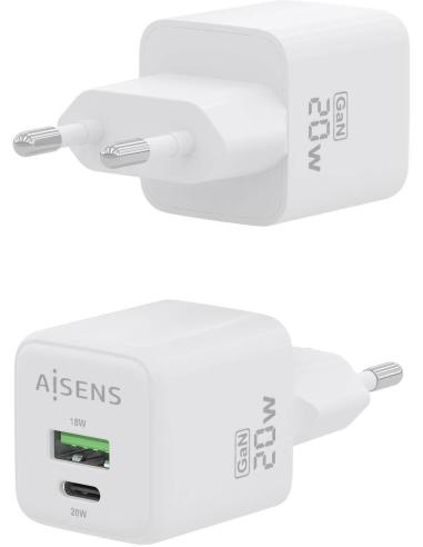 Aisens ASCH-20W2P010-W Cargador USB-A/USB-C 20W Blanco