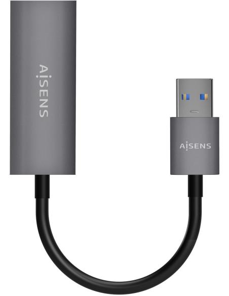 Aisens A106-0708 Conversor USB 3.0 a Ethernet Gigabit 10/100/1000 Mbps 15cm Gris