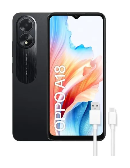 Oppo A18 4/128GB Negro con Cable USB