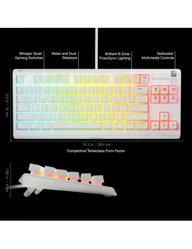SteelSeries Apex 3 TKL Teclado Gaming RGB Blanco USA