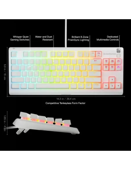 SteelSeries Apex 3 TKL Teclado Gaming RGB Blanco USA
