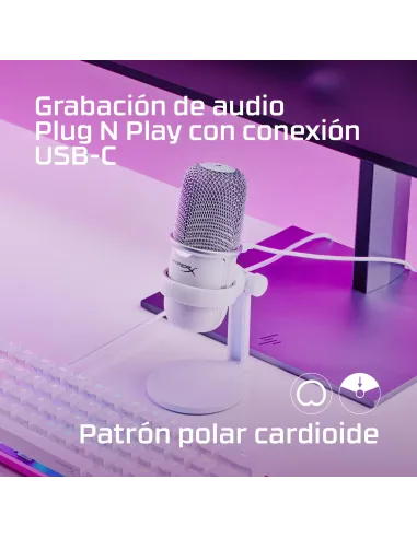 HyperX SoloCast 519T2AA Micrófono USB Blanco