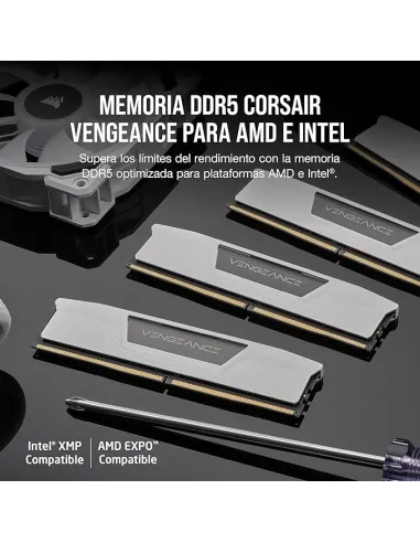 Corsair Vengeance CMK32GX5M2B6400Z32W DDR5 6400MHz 32GB (2x16GB) CL32 Intel XMP 3.0 y AMD EXPO Blanca